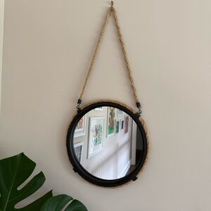 Black and Tan Rope Hanging Wall Mirror
